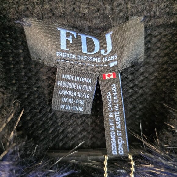 FDJ Faux Fur Vest XL Blue High Neck Full Zip Sleeveless Indie Vanguard New - Picture 3 of 9